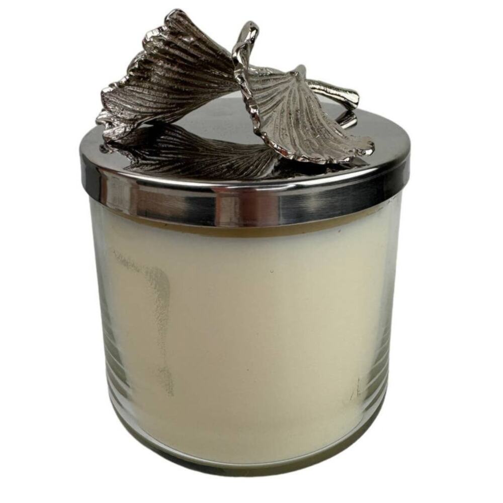 Michael Aram Ginkgo Candle Original Box Grapefruit Black Pepper Silver Tone NEW